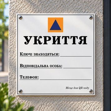 Табличка &laquo;Укриття&raquo; вертикальна 50&times;60 см 500031 фото