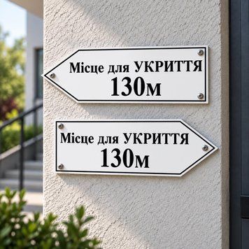 Вказівник &laquo;Місце для укриття&raquo; зі стрілкою 50&times;15 см 500032 фото