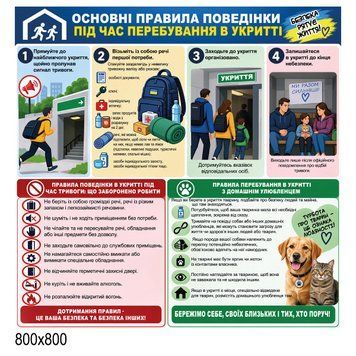 Стенд правила поведінки в укритті 500043 фото